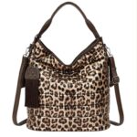 Bolso de Hombro Sintético Hobo Estampado Leopardo con Tiras Laterales y Decoración Frontal para Mujer - Imagen 2