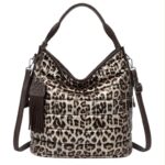 Bolso de Hombro Sintético Hobo Estampado Leopardo con Tiras Laterales y Decoración Frontal para Mujer - Imagen 3