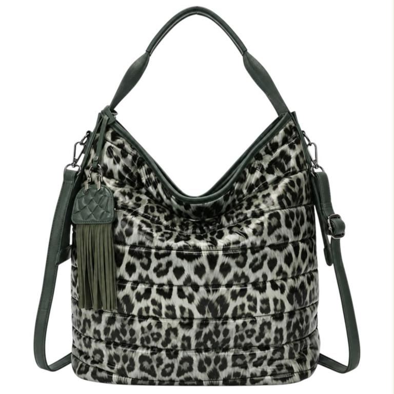CGMC817-G Bolso de Hombro Sintético Hobo Estampado Leopardo con Tiras Laterales y Decoración Frontal para Mujer - Imagen 1