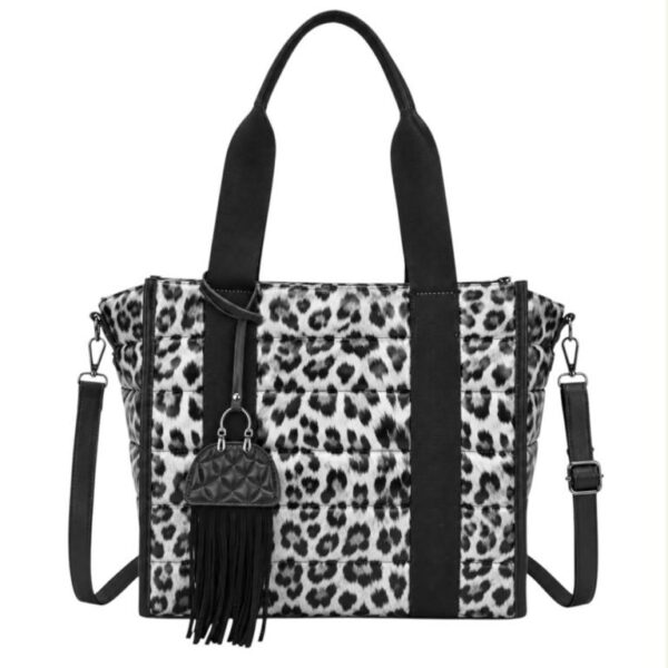 Bolso de Hombro Sintético Shopper con Estampado Leopardo y Bolsillo Trasero para Mujer - Imagen 2
