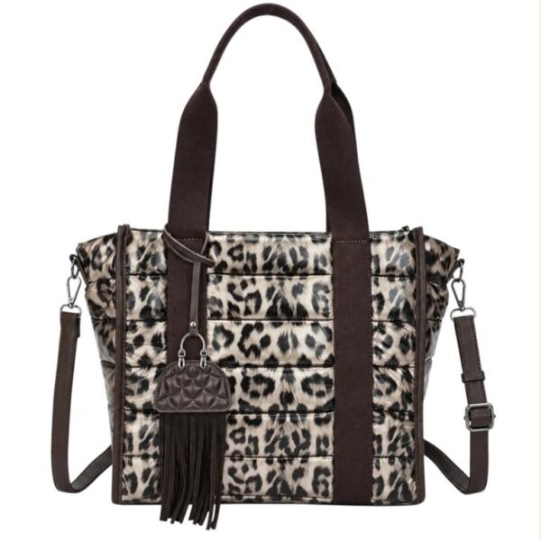 Bolso de Hombro Sintético Shopper con Estampado Leopardo y Bolsillo Trasero para Mujer - Imagen 4
