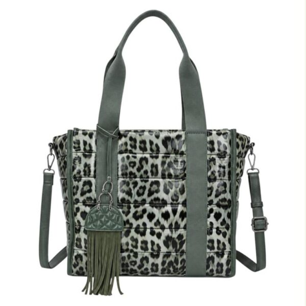 Bolso de Hombro Sintético Shopper con Estampado Leopardo y Bolsillo Trasero para Mujer - Imagen 3