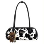 Bolso de Hombro Sintético tipo Baguette con Estampado Leopardo y Osito Decorativo para Mujer - Imagen 3