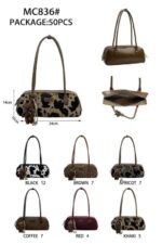 Bolso de Hombro Sintético tipo Baguette con Estampado Leopardo y Osito Decorativo para Mujer - Imagen 8