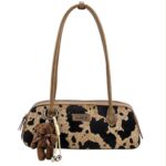 Bolso de Hombro Sintético tipo Baguette con Estampado Leopardo y Osito Decorativo para Mujer - Imagen 4