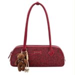 Bolso de Hombro Sintético tipo Baguette con Estampado Leopardo y Osito Decorativo para Mujer - Imagen 5