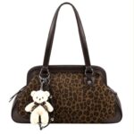 Bolso de Mano Sintético con Estampado Leopardo Frontal, Osito Decorativo y Bolsillo Trasero para Mujer - Imagen 6