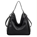 Amplio Bolso de Hombro Sintético Hobo con Asa Ajustable y Laterales con Tachuelas Decorativas Mujer - Imagen 7