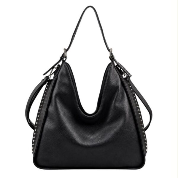 Amplio Bolso de Hombro Sintético Hobo con Asa Ajustable y Laterales con Tachuelas Decorativas Mujer - Imagen 7