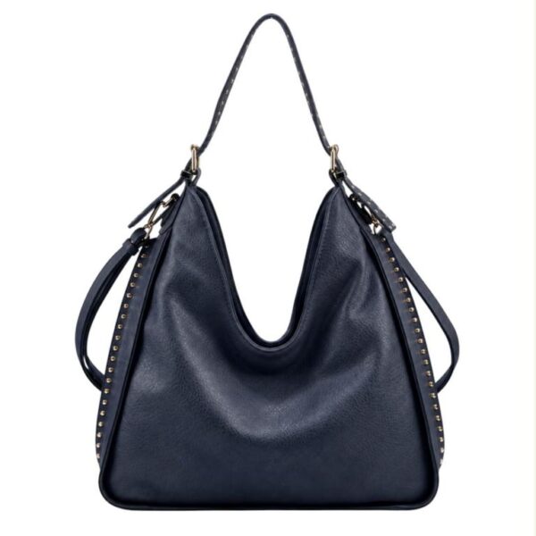 Amplio Bolso de Hombro Sintético Hobo con Asa Ajustable y Laterales con Tachuelas Decorativas Mujer - Imagen 2