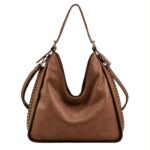 Amplio Bolso de Hombro Sintético Hobo con Asa Ajustable y Laterales con Tachuelas Decorativas Mujer - Imagen 3