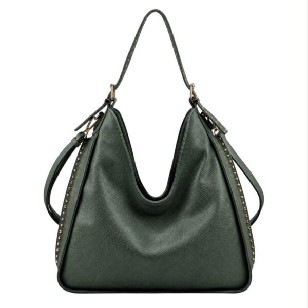 Amplio Bolso de Hombro Sintético Hobo con Asa Ajustable y Laterales con Tachuelas Decorativas Mujer - Imagen 4