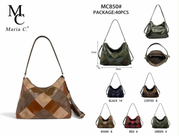 Bolso de Hombro Sintético Hobo con Diseño Rombos Multicolor y Trasero Estilo Charol para Mujer - Imagen 6
