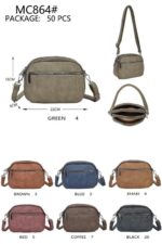 Bolso Bandolera Sintético con 5 Bolsillos con Cierre de Cremallera y Colores Lisos para Mujer - Imagen 8