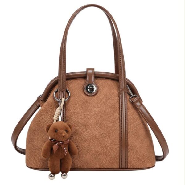 Bolso de Mano Sintético con Osito Decorativo, Manivela de Giro y Cierre de Imán para Mujer - Imagen 6