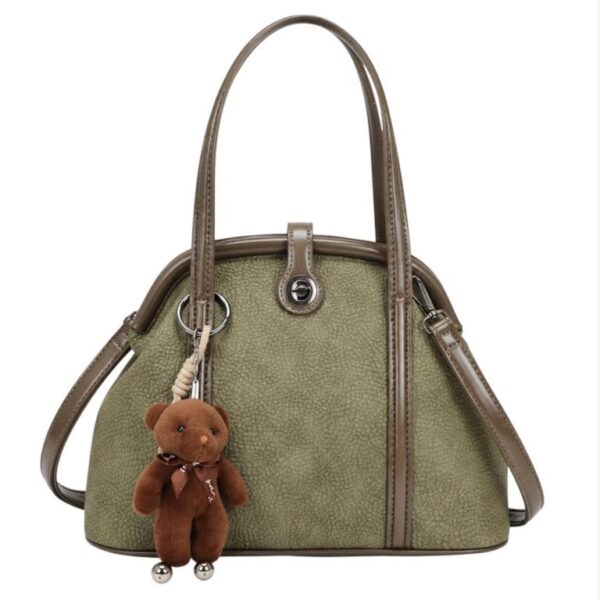 Bolso de Mano Sintético con Osito Decorativo, Manivela de Giro y Cierre de Imán para Mujer - Imagen 4