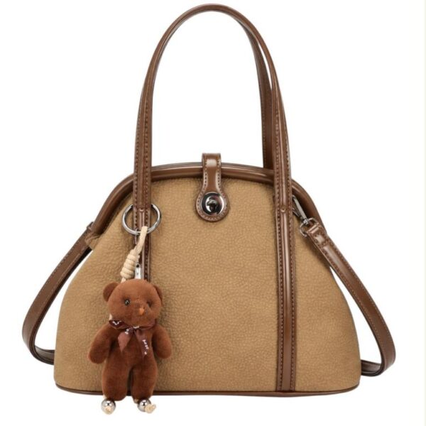 Bolso de Mano Sintético con Osito Decorativo, Manivela de Giro y Cierre de Imán para Mujer - Imagen 3
