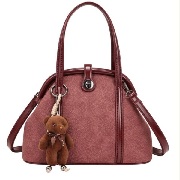 Bolso de Mano Sintético con Osito Decorativo, Manivela de Giro y Cierre de Imán para Mujer - Imagen 2