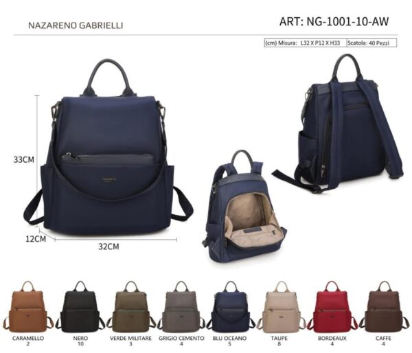 Mochila Antirrobo en Nylon Nazareno Gabrielli para Mujer con Neceser Extra y Gran Capacidad - Imagen 9