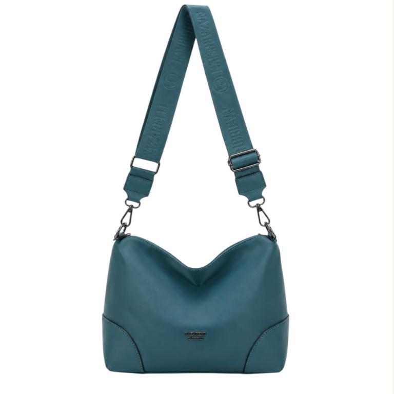 CGNG1001-36-PetrolBlue Bolso Bandolera en Nylon Tipo Hobo para Mujer con Bolsillo Trasero y Compartimentos Internos - Imagen 1