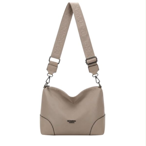 Bolso Bandolera en Nylon Tipo Hobo para Mujer con Bolsillo Trasero y Compartimentos Internos - Imagen 3