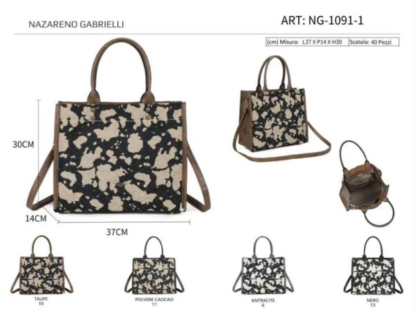 Bolso de Mano Sintético Shopper Tricolor Nazareno Gabrielli con Gran Capacidad para Mujer - Imagen 6