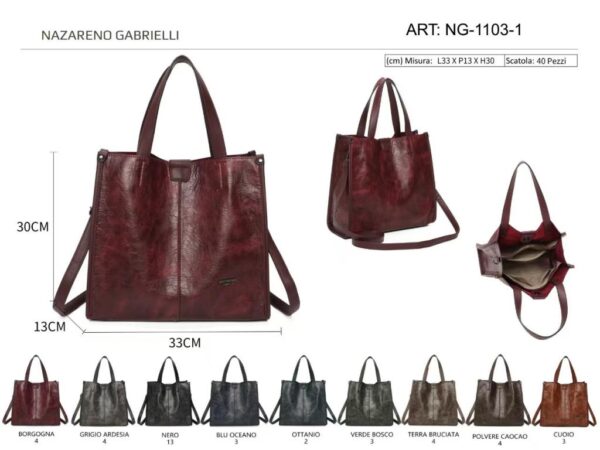 Bolso de Mano Sintético Nazareno Gabrielli con Amplio Espacio, Botón y 3 Compartimentos de Mujer - Imagen 10