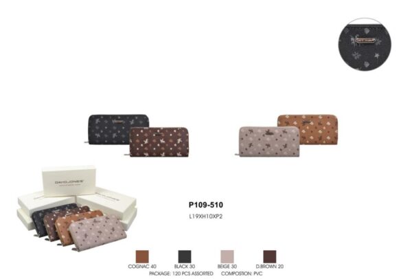 Cartera Larga Sintética David Jones con Diseño Animado, Caja y Espacio para Tarjetas Mujer - Imagen 5