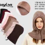 Capucha Balaclava  de Lana para Mujer con Cordones Ajustables y Colores Lisos