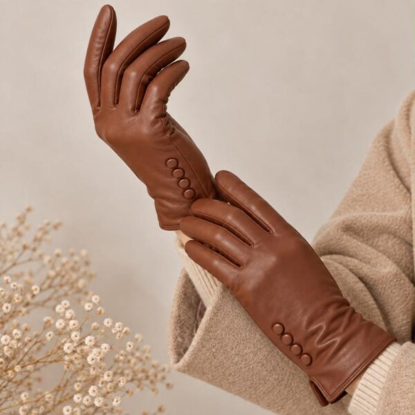 Bonitos Guantes de Mujer en Piel con Gran Calidad y Elegante Diseño Botones - Imagen 4