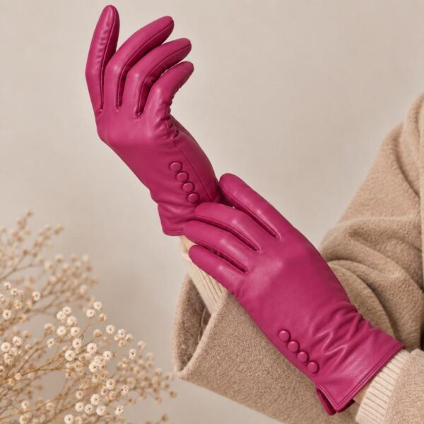 Bonitos Guantes de Mujer en Piel con Gran Calidad y Elegante Diseño Botones - Imagen 5