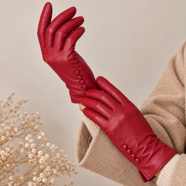 Bonitos Guantes de Mujer en Piel con Gran Calidad y Elegante Diseño Botones - Imagen 7