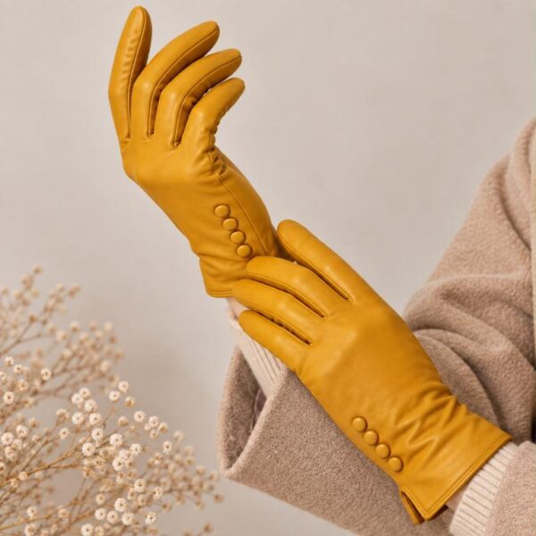 Bonitos Guantes de Mujer en Piel con Gran Calidad y Elegante Diseño Botones - Imagen 8