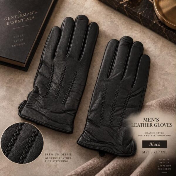 Elegantes Guantes de Hombre en Piel con Gran Calidad y Bonitos Acabados - Imagen 2