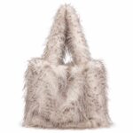 Amplio Bolso de Hombro Estilo Tote de Mujer con Pelito Sintético y Efecto Shaggy