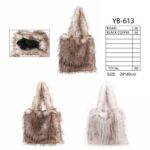 Amplio Bolso de Hombro tipo Tote con Pelito Sintético y Efecto Shaggy para Mujer