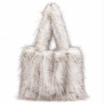 Amplio Bolso de Hombro tipo Tote con Pelito Sintético y Efecto Shaggy para Mujer