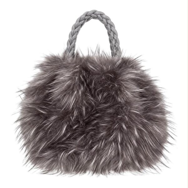 Bolso de Mano en Pelo Sintético con 2 Asas Cortas Trenzadas y Cremallera para Mujer - Imagen 3