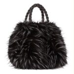 Bolso de Mano en Pelo Sintético con 2 Asas Cortas Trenzadas y Cremallera para Mujer - Imagen 4