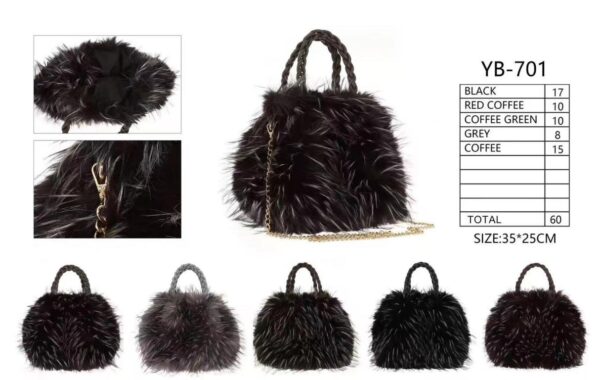 Bolso de Mano en Pelo Sintético con 2 Asas Cortas Trenzadas y Cremallera para Mujer - Imagen 7