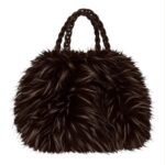 Bolso de Mano en Pelo Sintético con 2 Asas Cortas Trenzadas y Cremallera para Mujer - Imagen 6