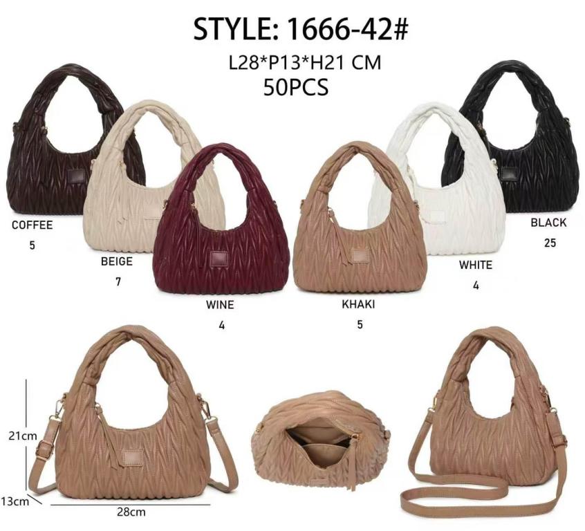 CG1666-42-All Bolso de Mano Sintético Acolchado con Diseño Medialuna y Estilo Fruncido para Mujer - Imagen 1