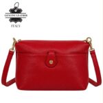 Bolso Bandolera en Piel Italiana con Bolsillo Frontal Bajo Mini Solapa de Botón y Cierre de Cremallera Mujer - Imagen 9