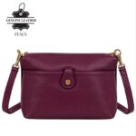 Bolso Bandolera en Piel Italiana con Bolsillo Frontal Bajo Mini Solapa de Botón y Cierre de Cremallera Mujer - Imagen 10