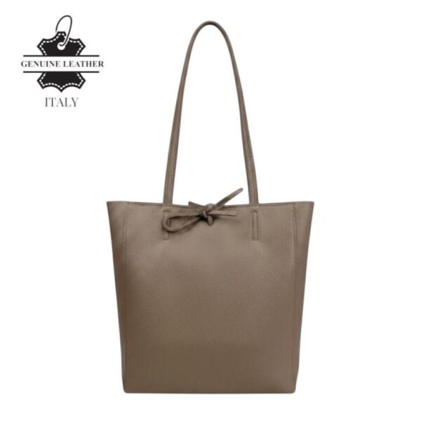 Bolso de Mano tipo Shopper en Piel Italiana para Mujer con Asas Largas y Cierre de Cremallera - Imagen 4