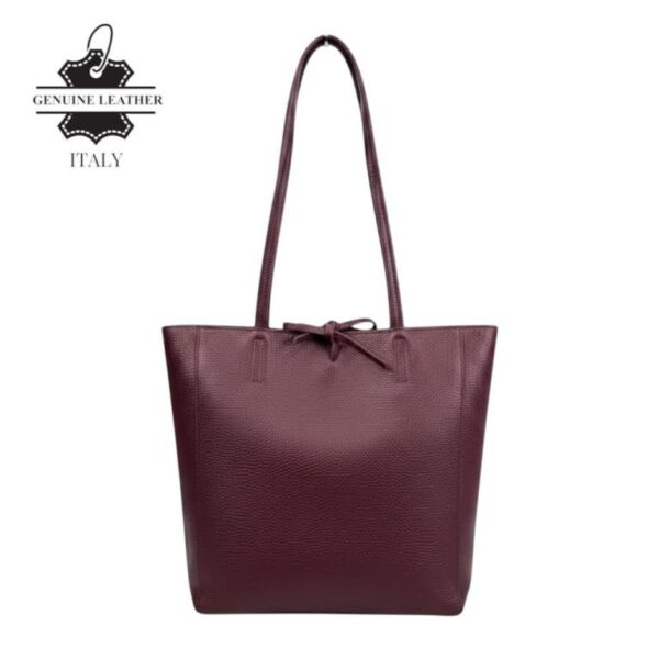 Bolso de Mano tipo Shopper en Piel Italiana para Mujer con Asas Largas y Cierre de Cremallera - Imagen 5