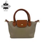 Bolso de Mano Bicolor en Piel Italiana con Gran Calidad y Mini Solapa para Mujer - Imagen 13