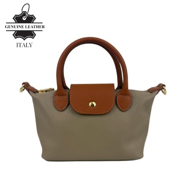 Bolso de Mano Bicolor en Piel Italiana con Gran Calidad y Mini Solapa para Mujer - Imagen 13