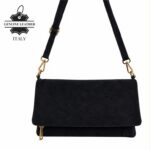 Bolso Bandolera en Piel de Serraje con Solapa de Botones y Bolsillo Trasero para Mujer - Imagen 8