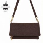 Bolso Bandolera en Piel de Serraje con Solapa de Botones y Bolsillo Trasero para Mujer - Imagen 7
